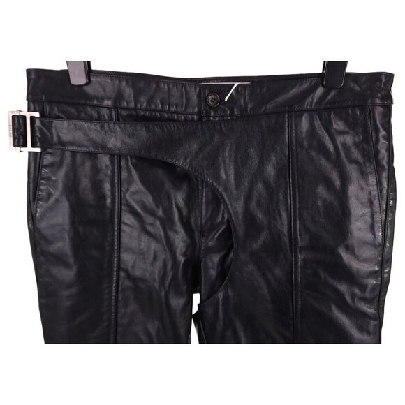 Adyar Leather Brace Trousers Size XL Mens Black NWT - Picture 3 of 16